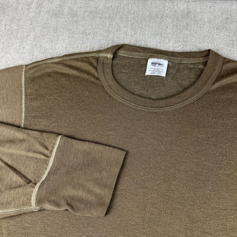 Duofold Thermal Base Layer Mens M Brown Merino Wool Blend Long Sleeve Crew Neck